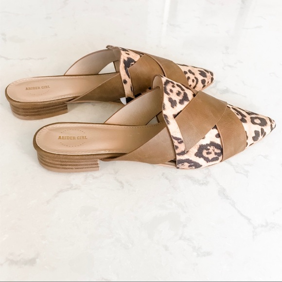5⭐️/JACKLYN/ Tan Leopard Mule Slip On Flats - Picture 8 of 13